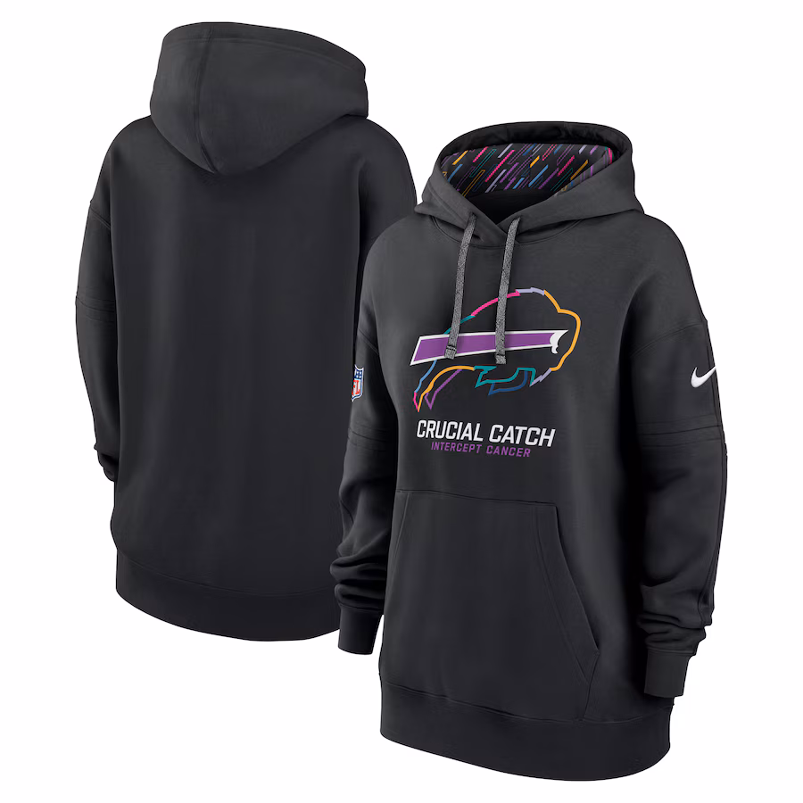 Women's Buffalo Bills  Nike Black 2024 NFL Crucial Catch Club Pullover Hoodie - ujerseystore