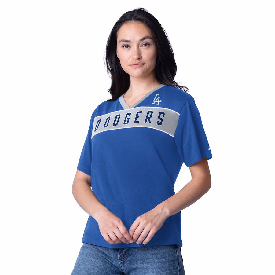 Women's Los Angeles Dodgers Starter Royal Game Day V-Neck T-Shirt - ujerseystore