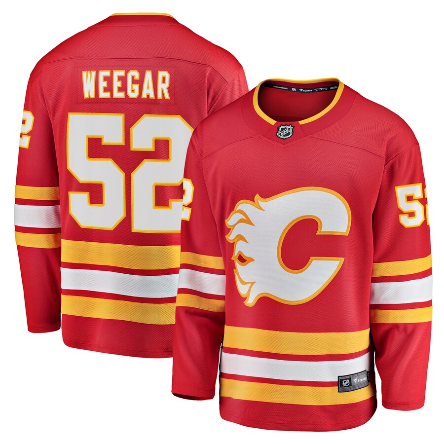 Men's Calgary Flames MacKenzie Weegar Fanatics Branded Red Home Breakaway Player Jersey - ujerseystore