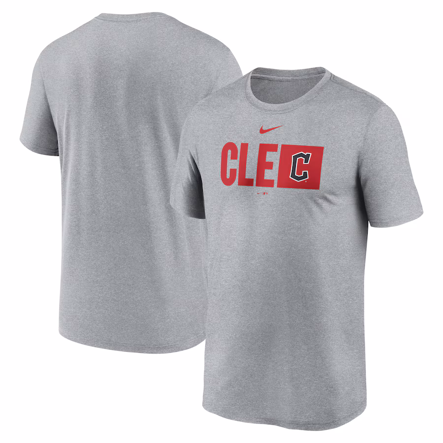 Men's Cleveland Guardians Nike Heather Gray Tricode Legend T-Shirt - ujerseystore