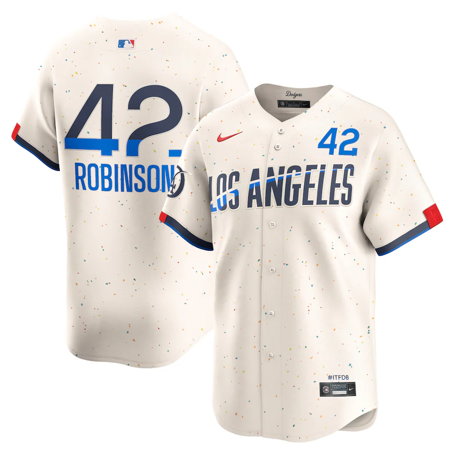 Men's Los Angeles Dodgers Jackie Robinson Nike Cream 2024 City Connect Limited Player Jersey - ujerseystore