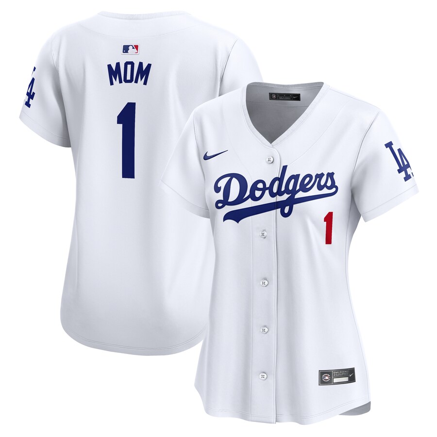 Women's Los Angeles Dodgers Nike White #1 Mom Home Limited Jersey - ujerseystore