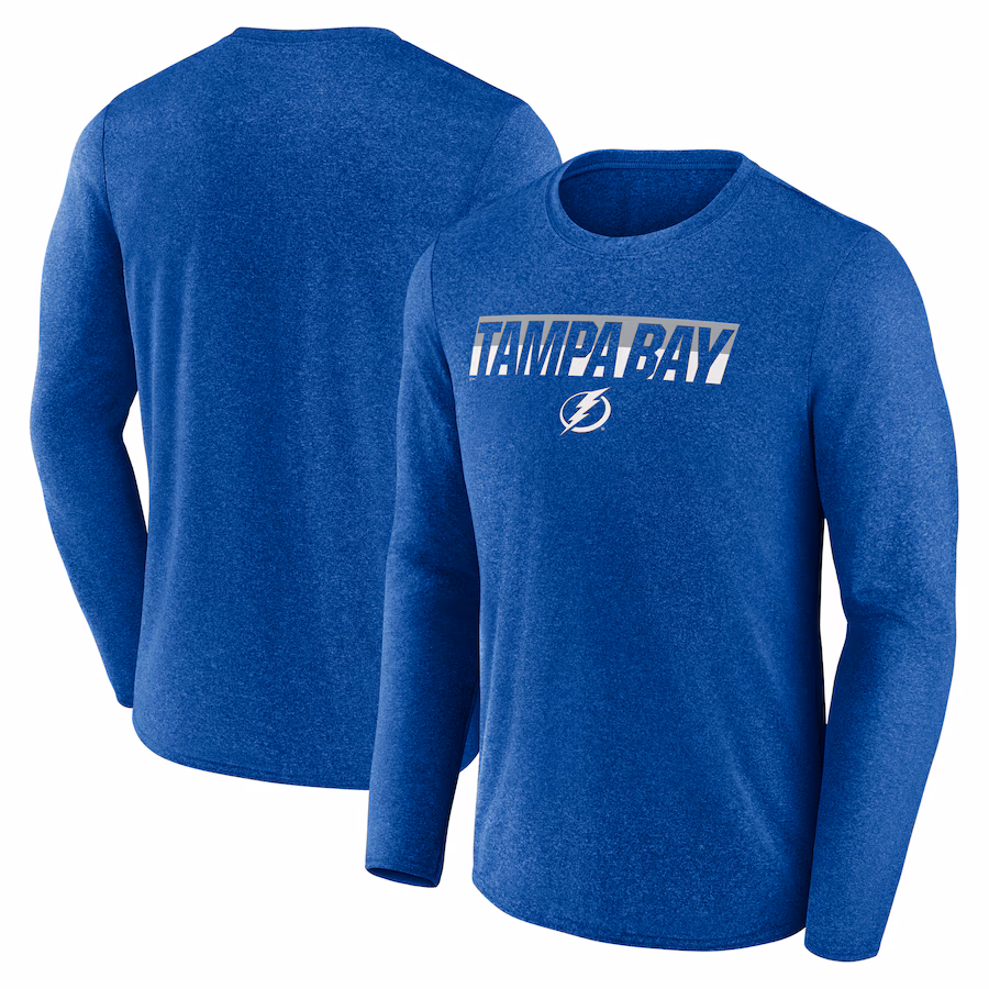 Men's Tampa Bay Lightning Fanatics Heather Blue Transition Long Sleeve T-Shirt - ujerseystore