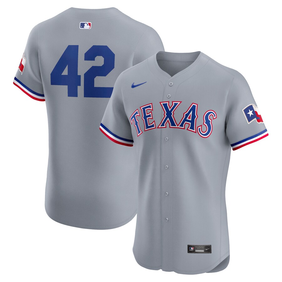 Men's Texas Rangers Nike Gray Road 2024 Jackie Robinson Day Elite Jersey - ujerseystore