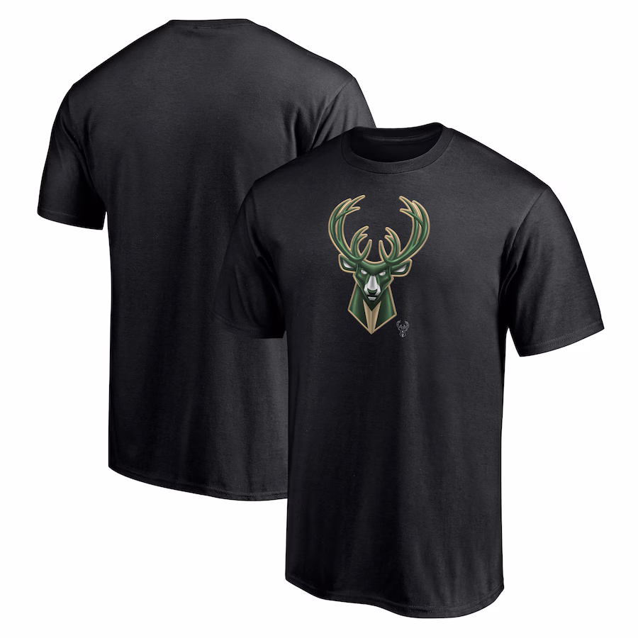 Men's Milwaukee Bucks  Black Midnight Mascot T-Shirt - ujerseystore