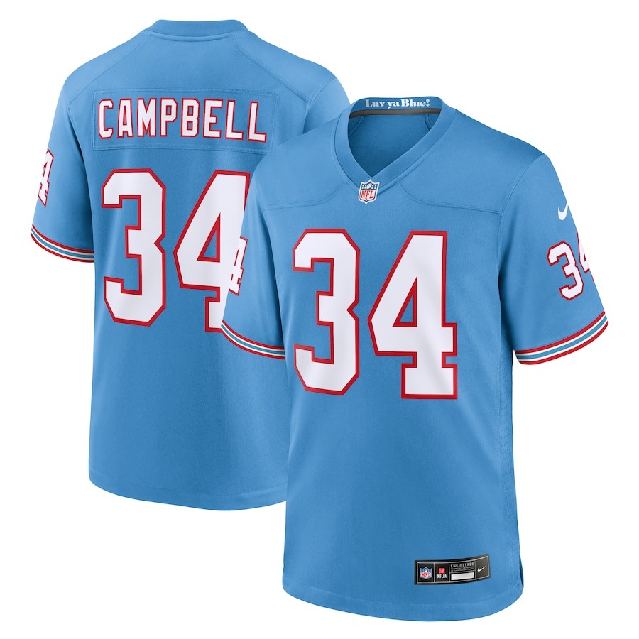 Men's Tennessee Titans Earl Campbell Nike Light Blue Oilers Throwback Retired Player Game Jersey - ujerseystore