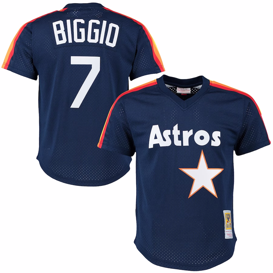 Men's Houston Astros Craig Biggio Mitchell & Ness Navy Cooperstown Mesh Batting Practice Jersey - ujerseystore