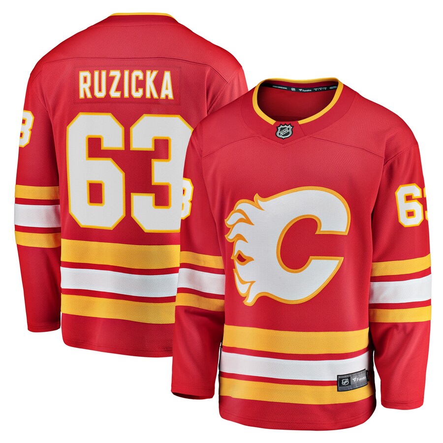 Men's Calgary Flames Adam Ruzicka Fanatics Branded Red Home Breakaway Player Jersey - ujerseystore