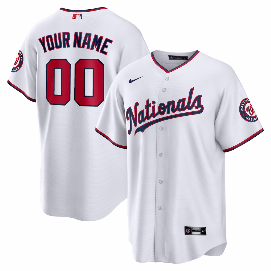 Men's Washington Nationals Nike White Replica Custom Jersey - ujerseystore