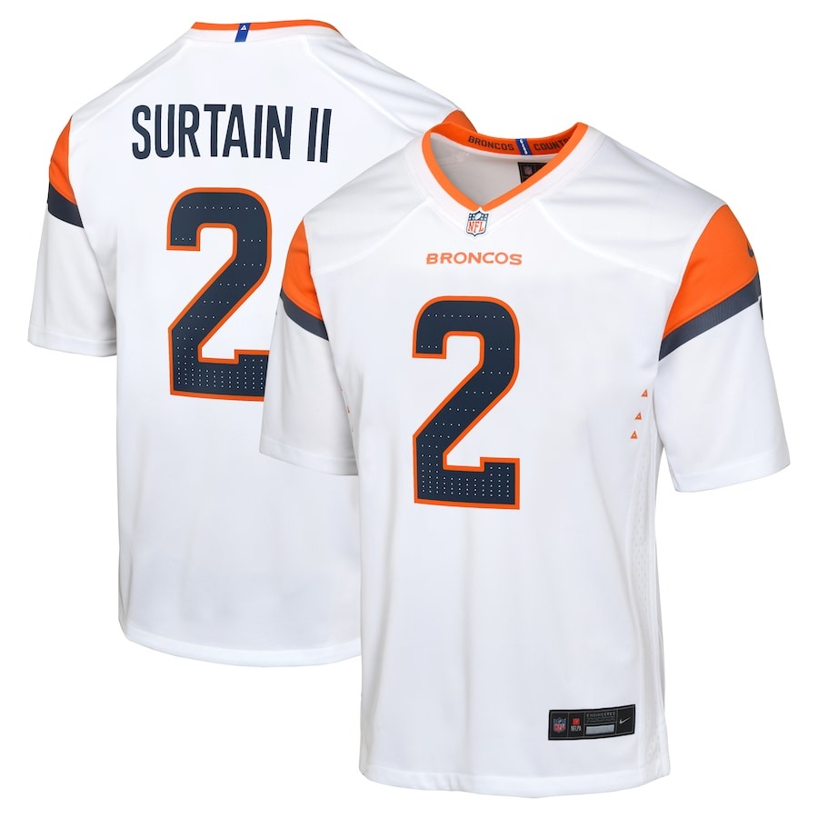 Youth Denver Broncos Patrick Surtain II Nike White Game Jersey - ujerseystore
