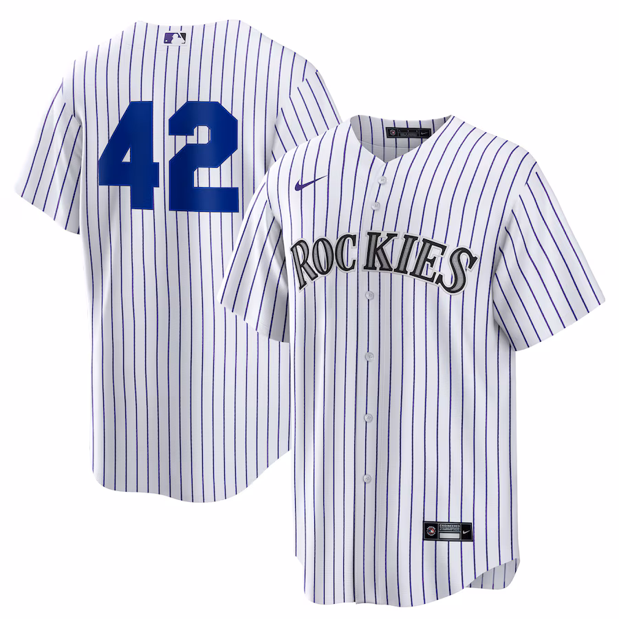 Men's Colorado Rockies Nike White Home 2025 Jackie Robinson Day Replica Jersey - ujerseystore