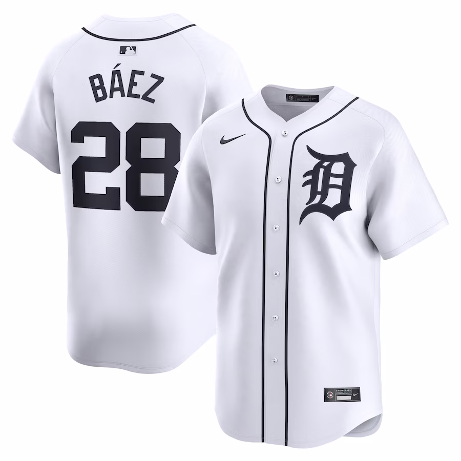 Men's Detroit Tigers Javier Baez Nike White Home Limited Player Jersey - ujerseystore
