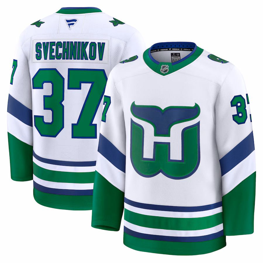 Men's Carolina Hurricanes Andrei Svechnikov Fanatics White Throwback Premium Jersey - ujerseystore