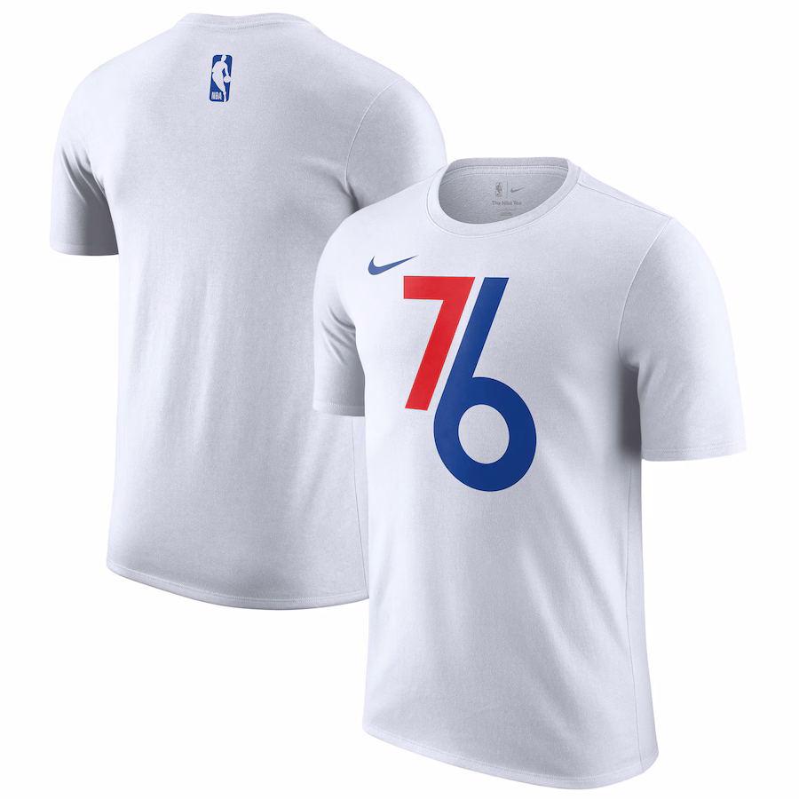 Men's Philadelphia 76ers Nike White 2024/25 City Edition Essential Logo T-Shirt - ujerseystore