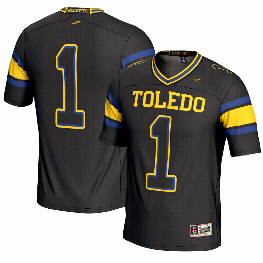 Youth GameDay Greats #1 Black Toledo Rockets Endzone Football Jersey - ujerseystore