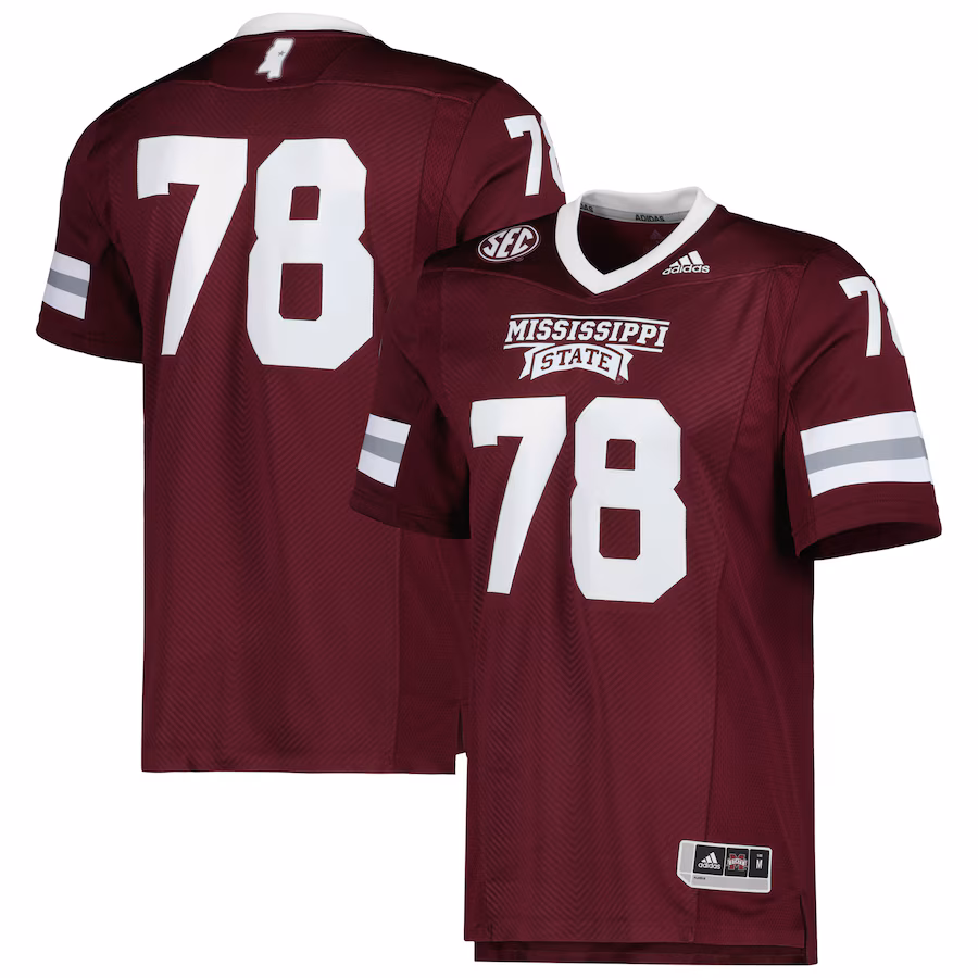 Men's adidas #78 Maroon Mississippi State Bulldogs Team Premier Football Jersey - ujerseystore