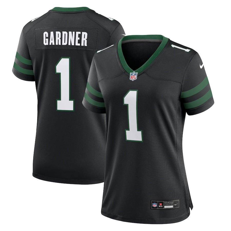Women's New York Jets Ahmad Sauce Gardner Nike Legacy Black Alternate Game Jersey - ujerseystore