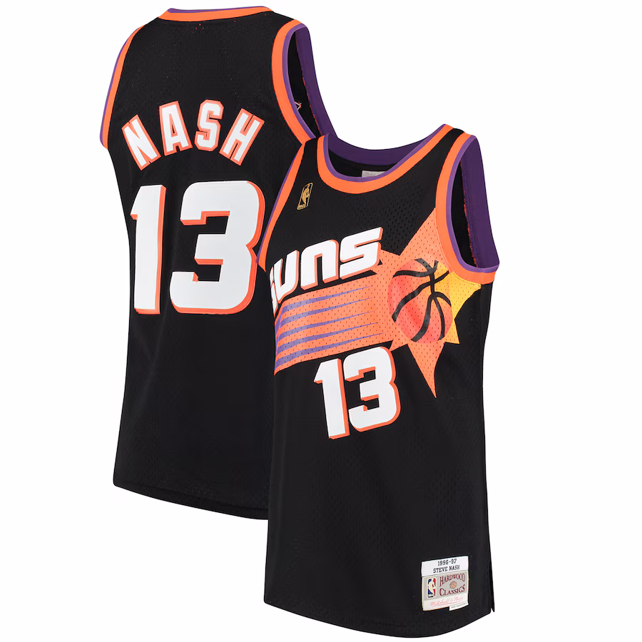 Men's Phoenix Suns Steve Nash Mitchell & Ness Black 1996/97 Hardwood Classics Swingman Jersey - ujerseystore