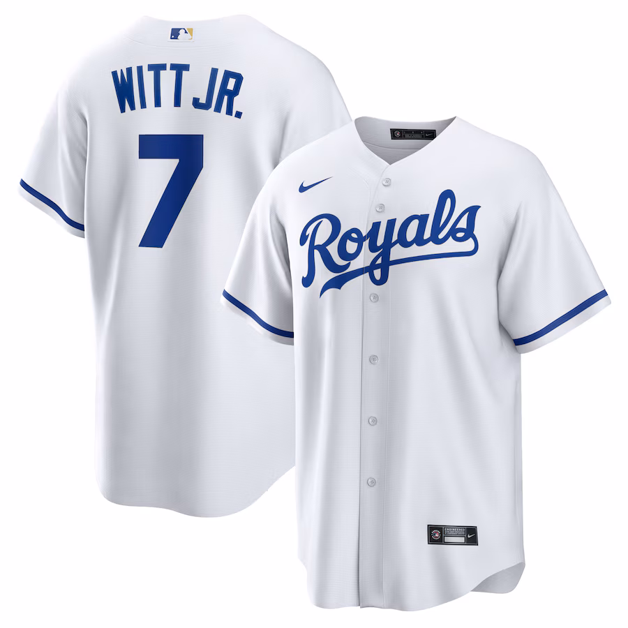 Men's Kansas City Royals Bobby Witt Jr. Nike White Home Replica Player Jersey - ujerseystore