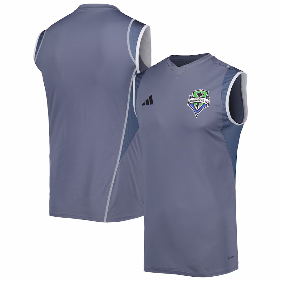Men's Seattle Sounders FC adidas Gray 2023 On-Field Sleeveless Training Jersey - ujerseystore