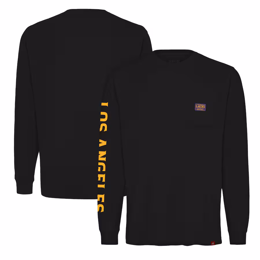 Unisex Los Angeles Lakers Sportiqe Black Wales Heavyweight Pocket Long Sleeve T-Shirt - ujerseystore