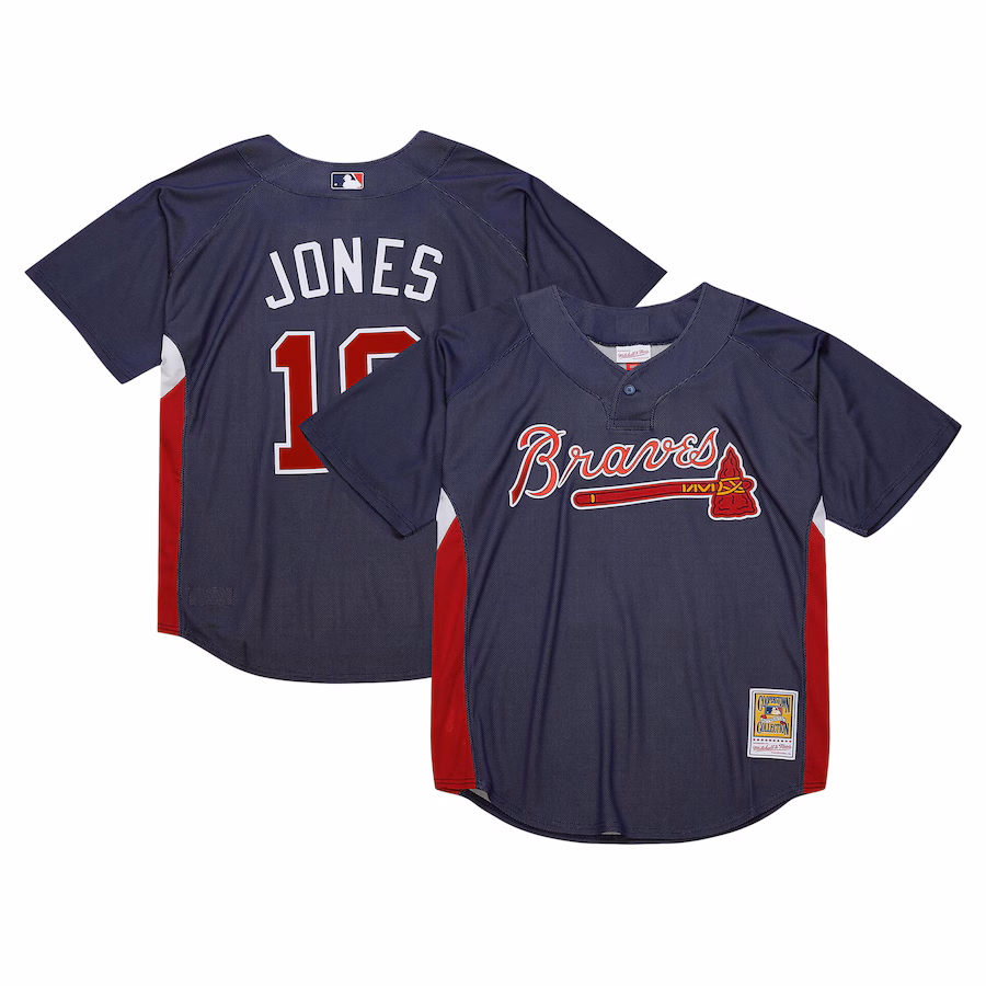 Men's Atlanta Braves Chipper Jones Mitchell & Ness Navy Cooperstown Collection 2007 Batting Practice Jersey - ujerseystore
