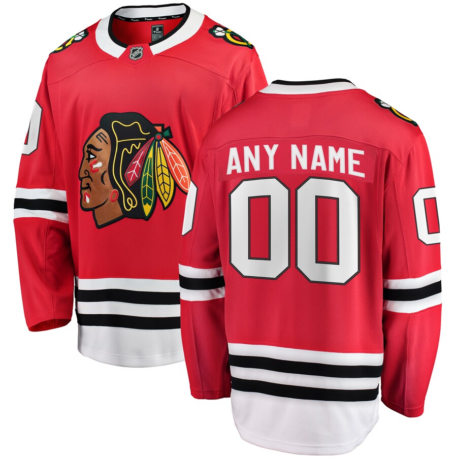 Men's Chicago Blackhawks Fanatics Branded Red Home Breakaway Custom Jersey - ujerseystore