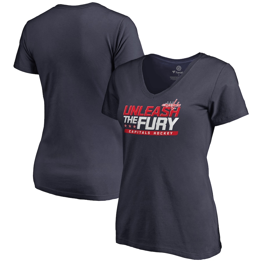 Women's Washington Capitals Navy Hometown Collection The Fury V-Neck T-Shirt - ujerseystore
