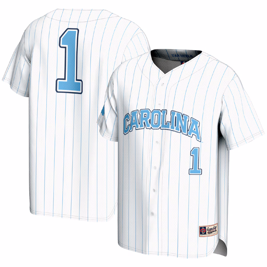 #1 North Carolina Tar Heels GameDay Greats Lightweight Baseball Fashion Jersey - White - ujerseystore