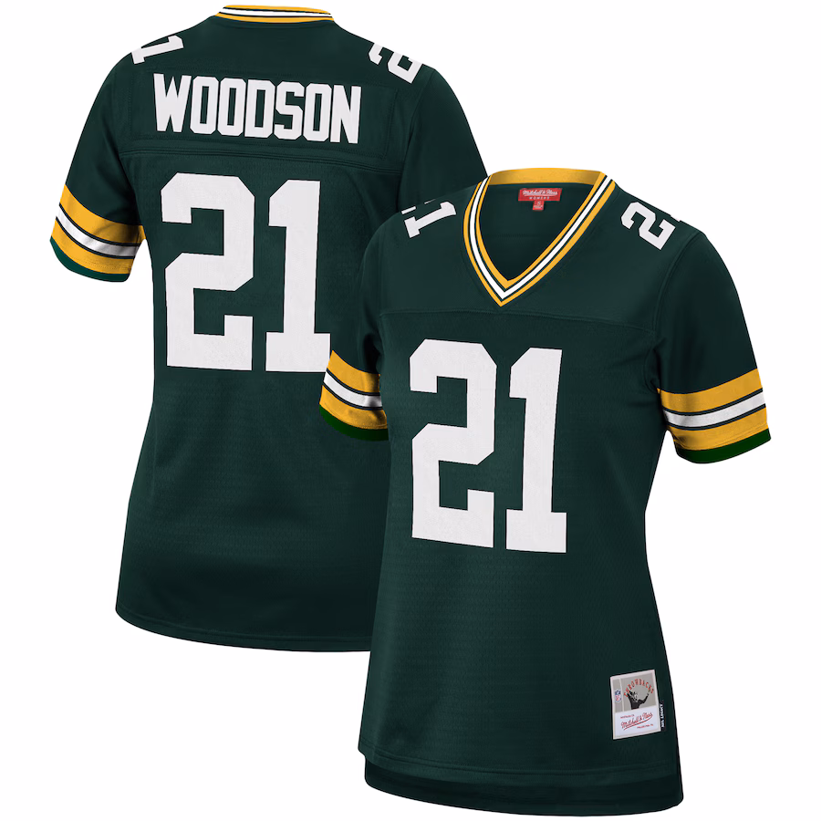 Women's Green Bay Packers Charles Woodson Mitchell & Ness Green 2010 Legacy Replica Player Jersey - ujerseystore