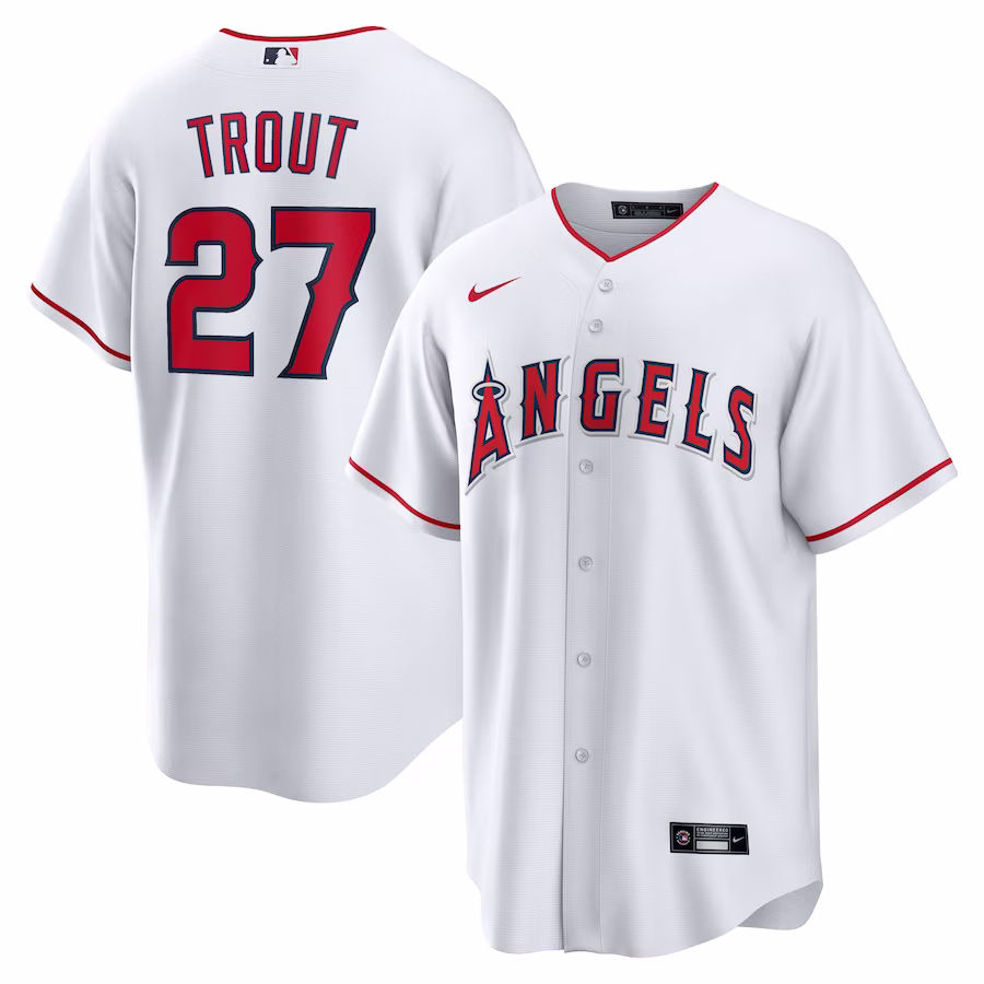 Men's Los Angeles Angels Mike Trout Nike White Home Replica Player Name Jersey - ujerseystore