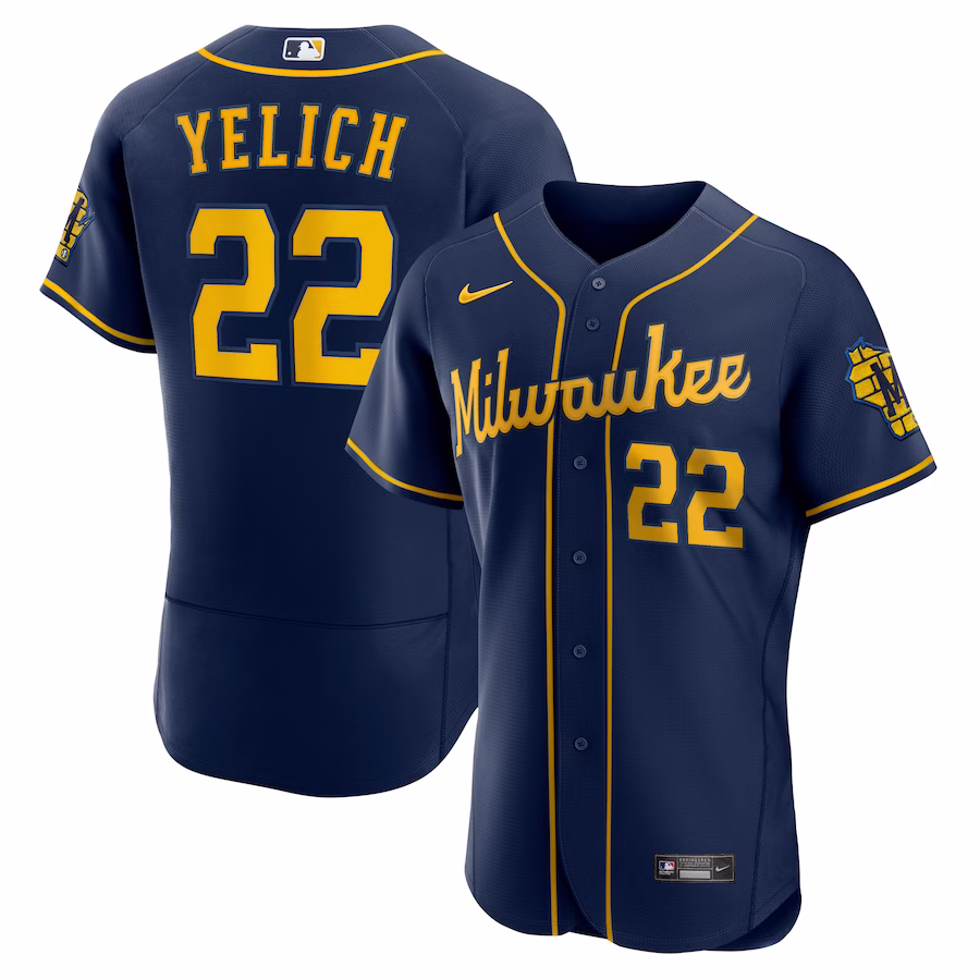 Men's Milwaukee Brewers Christian Yelich Nike Navy Alternate Authentic Player Jersey - ujerseystore