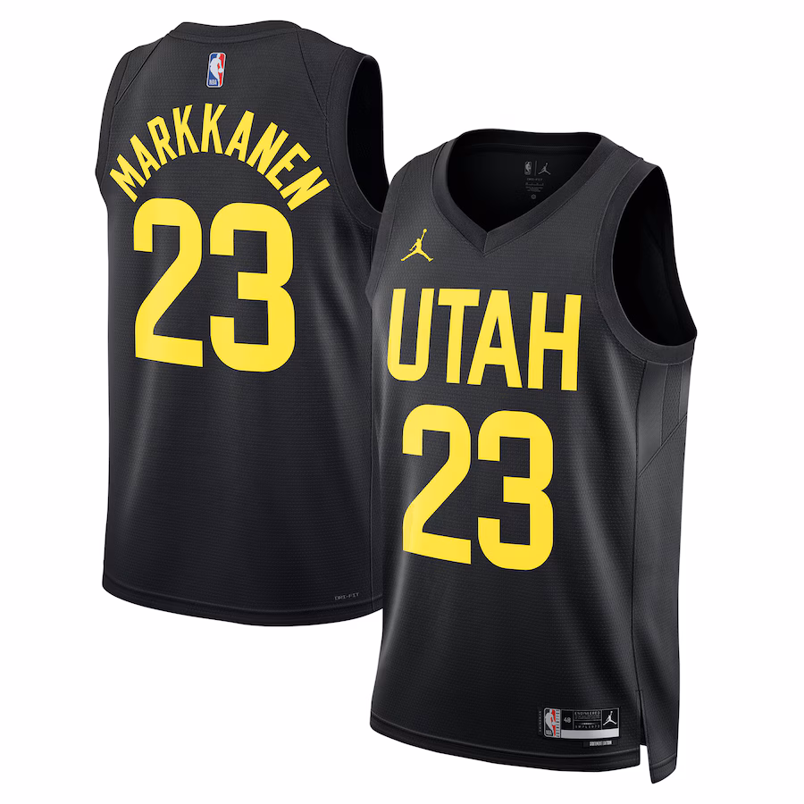 Unisex Utah Jazz Lauri Markkanen Jordan Brand Black Swingman Player Jersey - Statement Edition - ujerseystore
