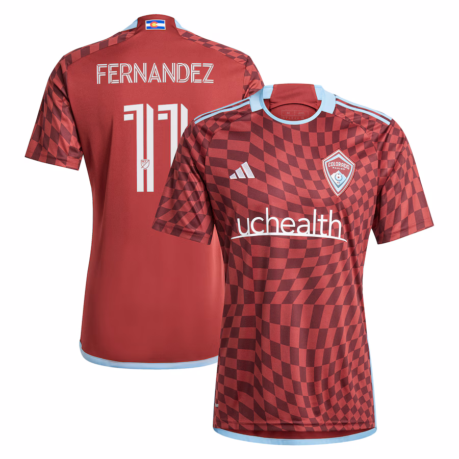 Men's Colorado Rapids Omir Fernandez adidas Burgundy 2024 One Flag Kit Replica Player Jersey - ujerseystore