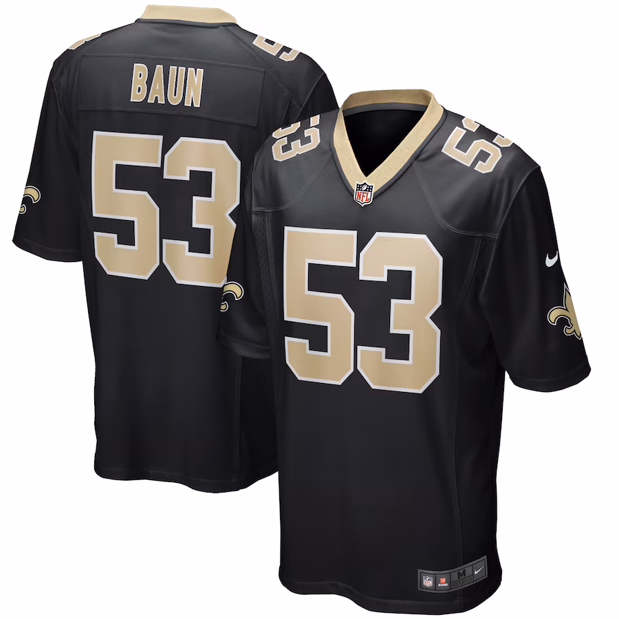 Men's New Orleans Saints Zack Baun Nike Black Game Player Jersey - ujerseystore
