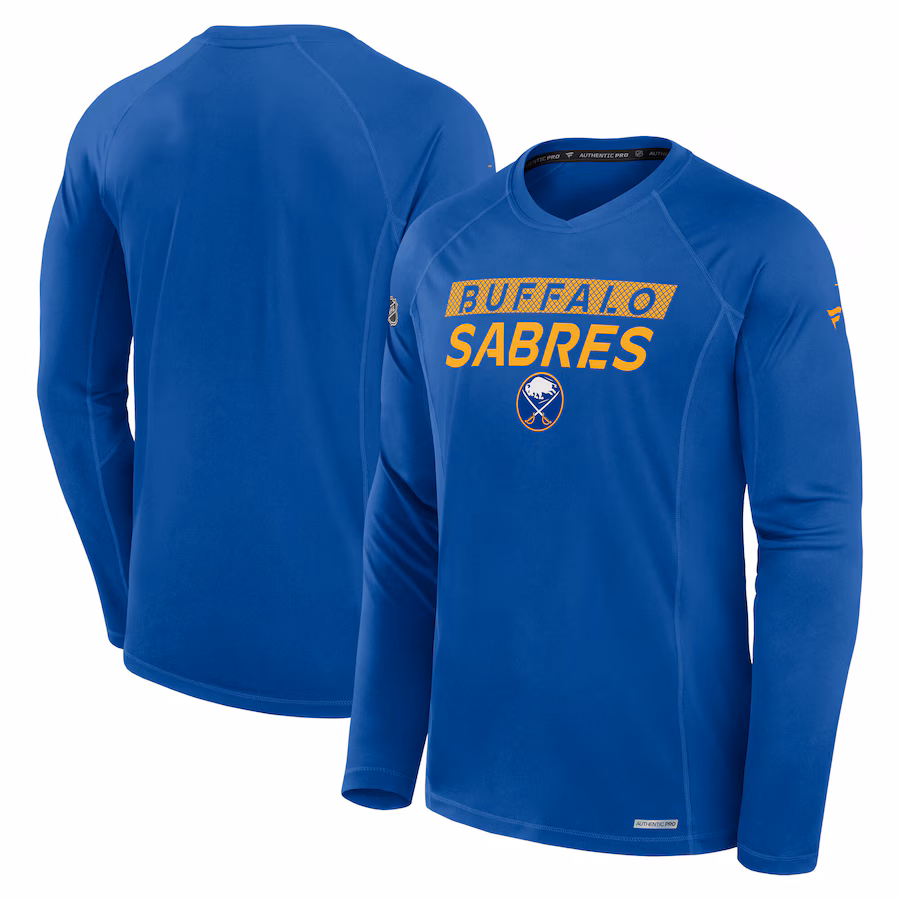 Men's Buffalo Sabres Fanatics Royal Authentic Pro Rink Tech Long Sleeve T-Shirt - ujerseystore