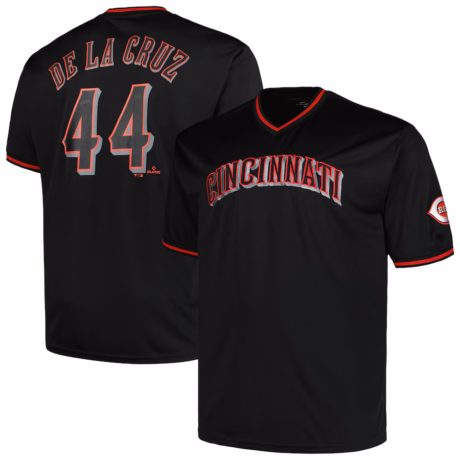 Men's Cincinnati Reds Elly De La Cruz Profile Black Big & Tall Pop Fashion Player Jersey - ujerseystore