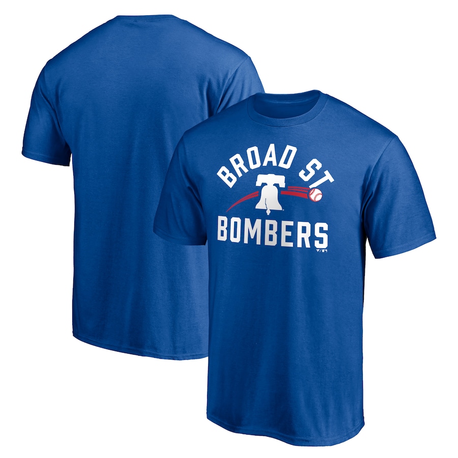 Men's Philadelphia Phillies Royal Paint the Black Broad Street Bombers T-Shirt - ujerseystore