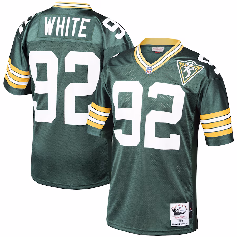 Men's Green Bay Packers 1993 Reggie White Mitchell & Ness Green Authentic Throwback Retired Player Jersey - ujerseystore