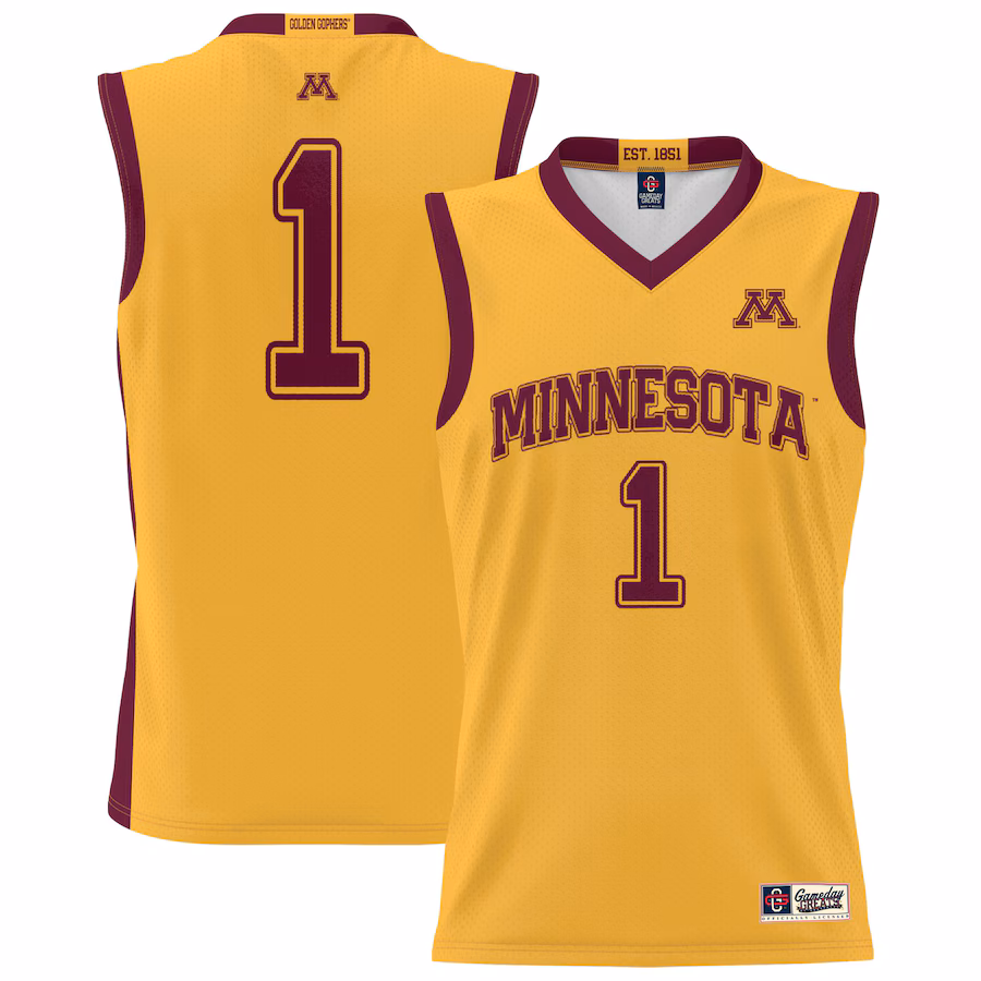 #1 Minnesota Golden Gophers GameDay Greats Unisex Lightweight Basketball Jersey - Gold - ujerseystore