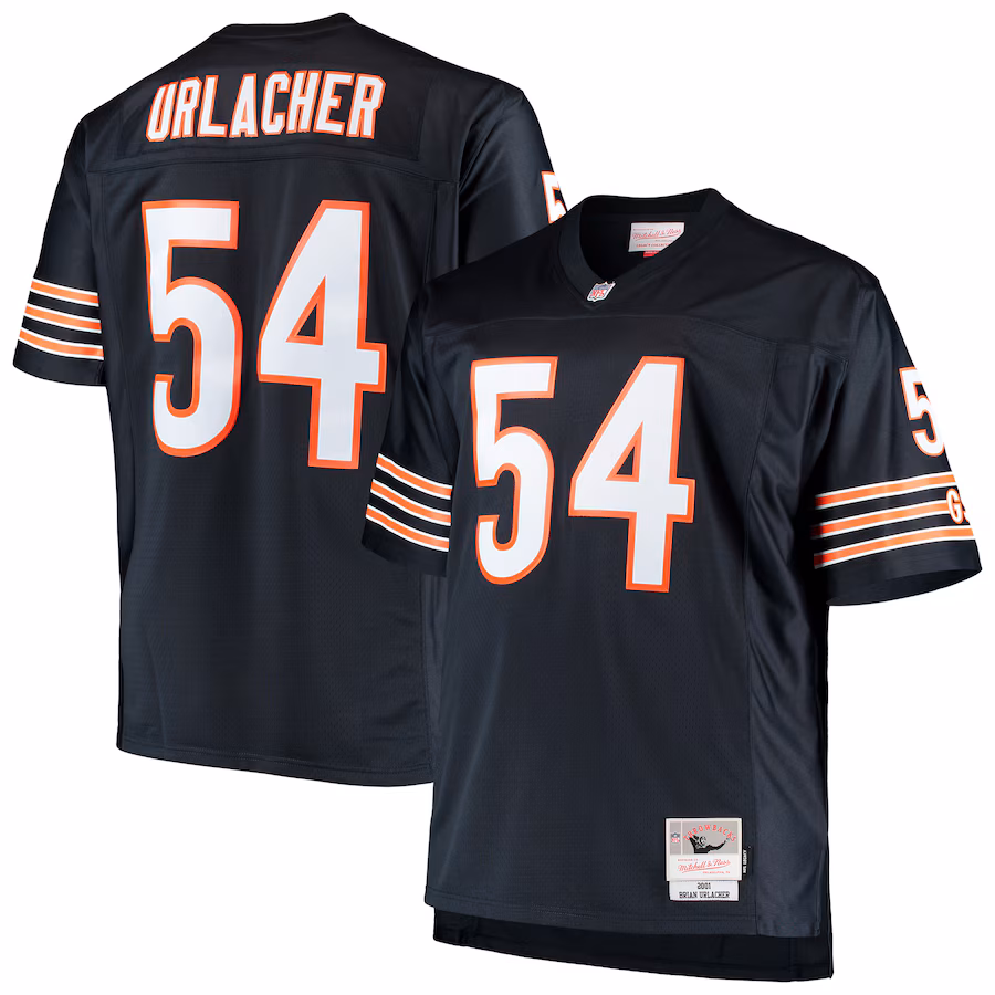 Men's Chicago Bears Brian Urlacher Mitchell & Ness Navy Big & Tall 2001 Retired Player Replica Jersey - ujerseystore