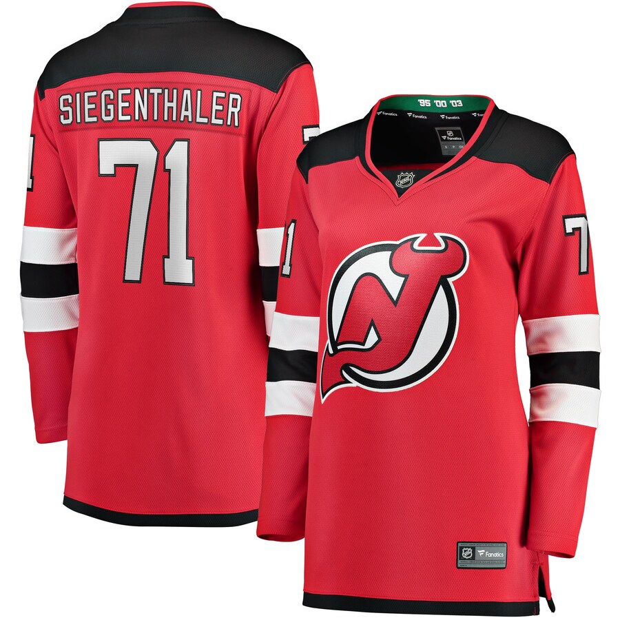 Women's New Jersey Devils Jonas Siegenthaler Fanatics Branded Red Home Breakaway Player Jersey - ujerseystore