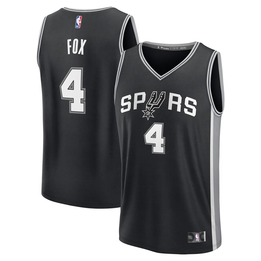 Men's San Antonio Spurs De'Aaron Fox Fanatics Black Fast Break Replica Player Jersey - Icon Edition - ujerseystore