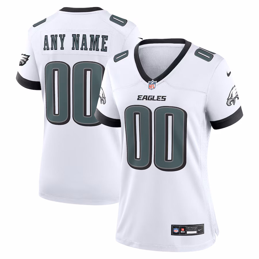 Women's Philadelphia Eagles Nike White Custom Game Jersey - ujerseystore
