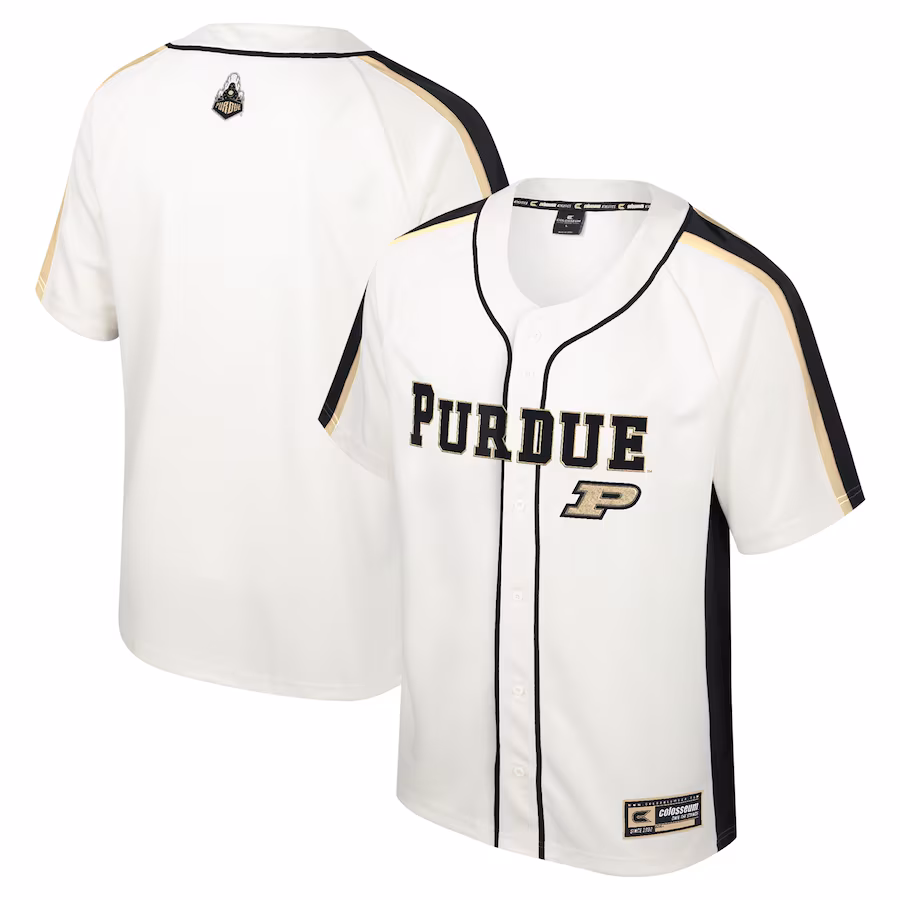 Men's Colosseum Cream Purdue Boilermakers Ruth Button-Up Baseball Jersey - ujerseystore