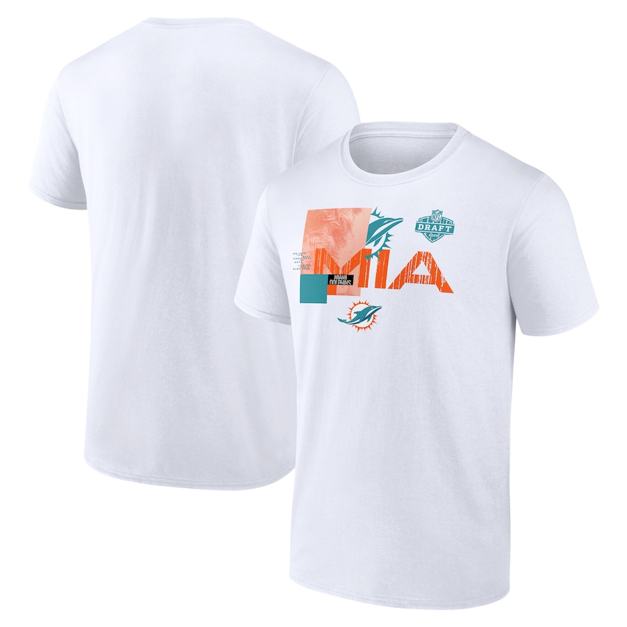 Men's Miami Dolphins White 2025 NFL Draft T-Shirt - ujerseystore