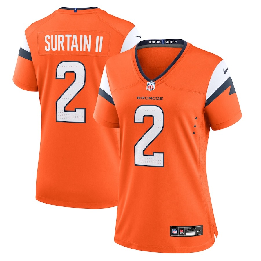 Women's Denver Broncos Patrick Surtain II Nike Orange Game Jersey - ujerseystore