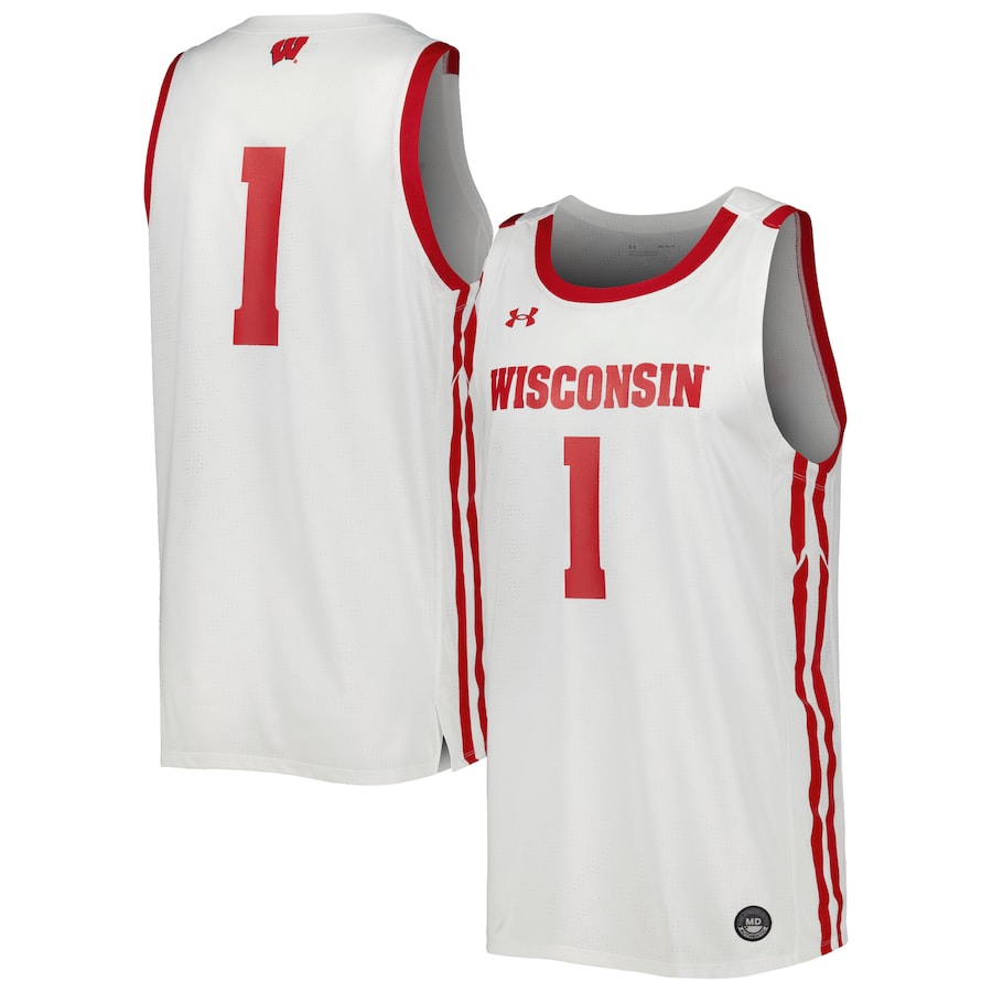 Men's Under Armour White Wisconsin Badgers Replica Basketball Jersey - ujerseystore