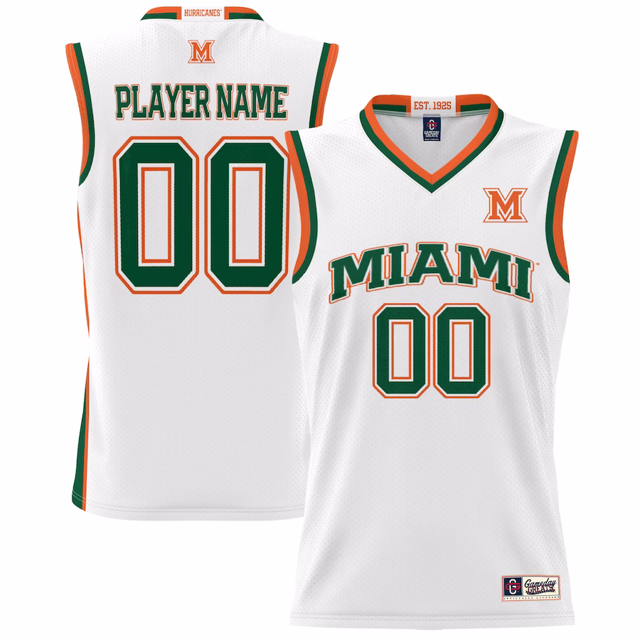 Miami Hurricanes NIL Pick-A-Player Lightweight Basketball Jersey - White - ujerseystore