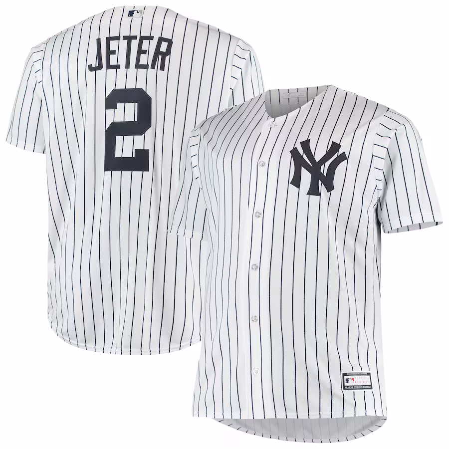 Men's New York Yankees Derek Jeter White Big & Tall Replica Player Jersey - ujerseystore